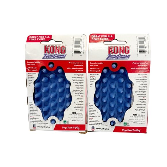 Set of 2 KONG Zoom Dog Grooming Shedding Rubber Shampooing Brush Wet or Dry Smal - Picture 7 of 7